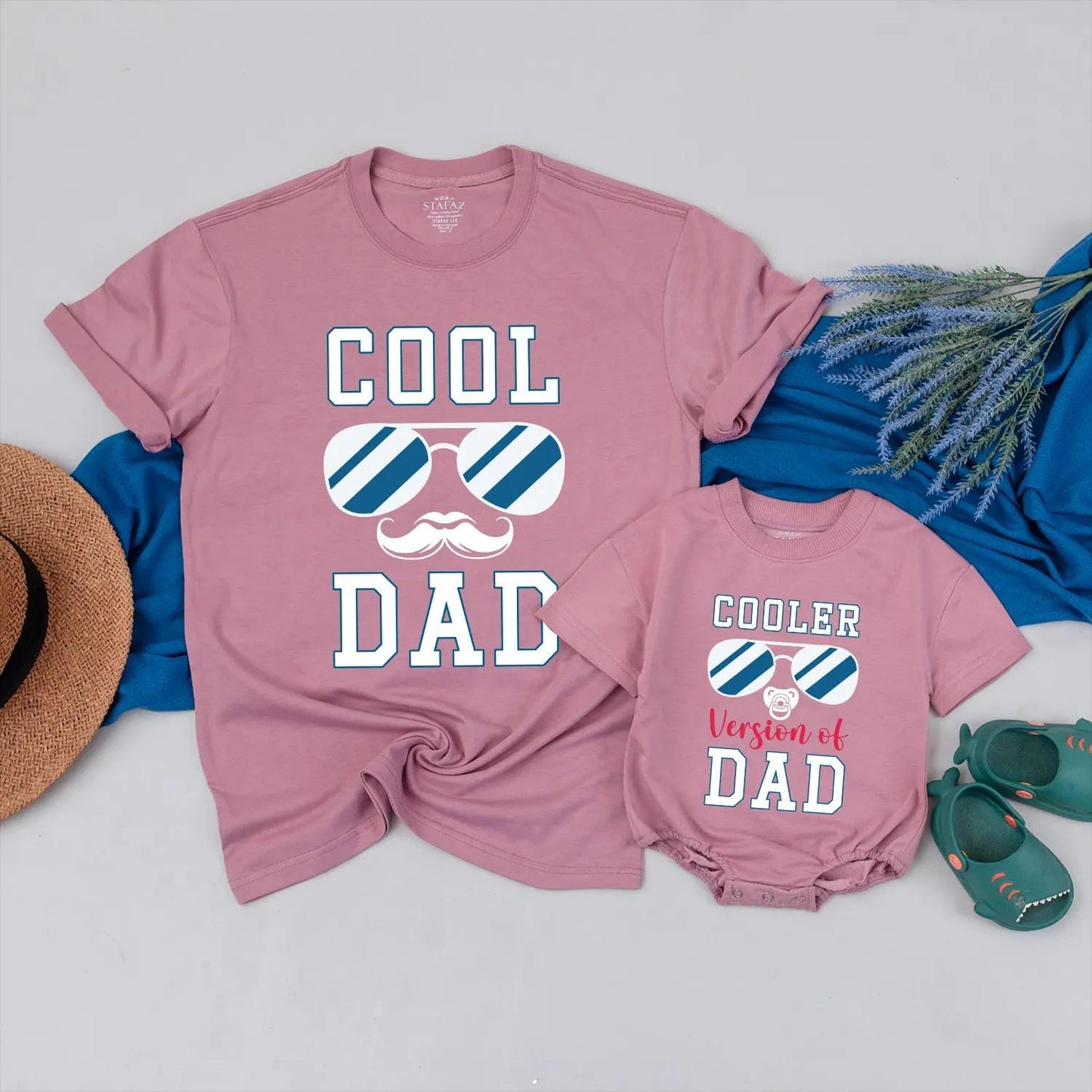Cool Dad Cooler Version Matching Outfits Daddy Baby Romper Personalized Father's Day Shirt Funny Gift