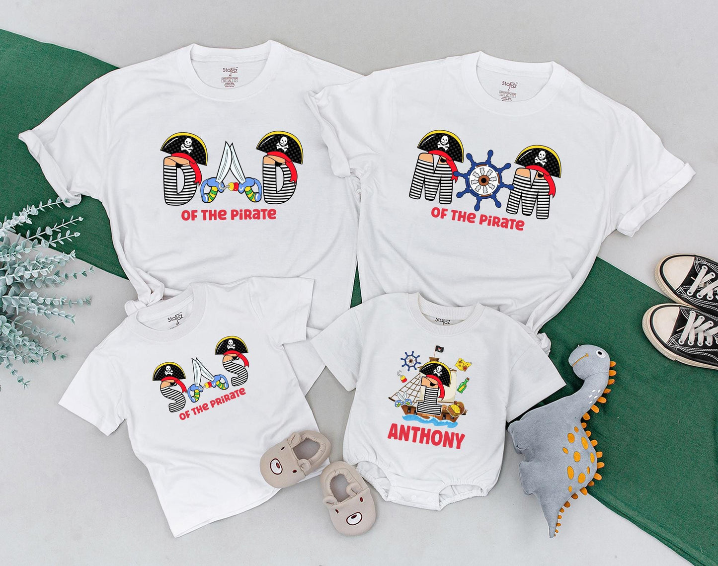 Matching Family Pirate Birthday Shirts: First Birthday Boy Romper, Father & Son Pirate Outfit, Baby Boy Clothes, Custom Pirate Party