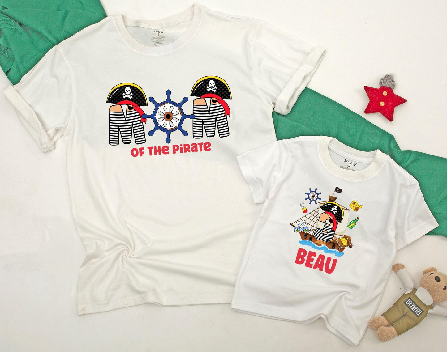 Matching Family Pirate Birthday Shirts: First Birthday Boy Romper, Father & Son Pirate Outfit, Baby Boy Clothes, Custom Pirate Party