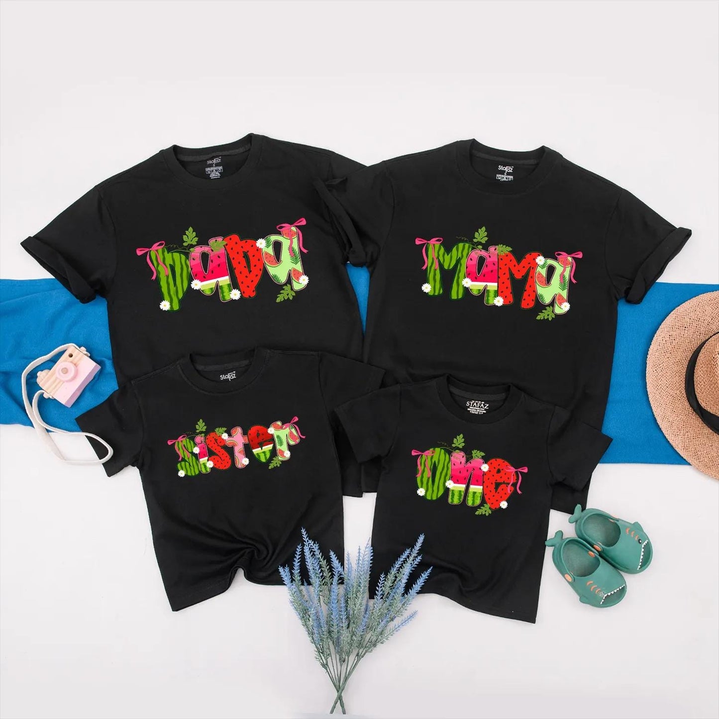 Watermelon Summer Family Matching Shirts Cute Fruit Outfit for Mom Dad Sister Baby Custom Vacation Tees