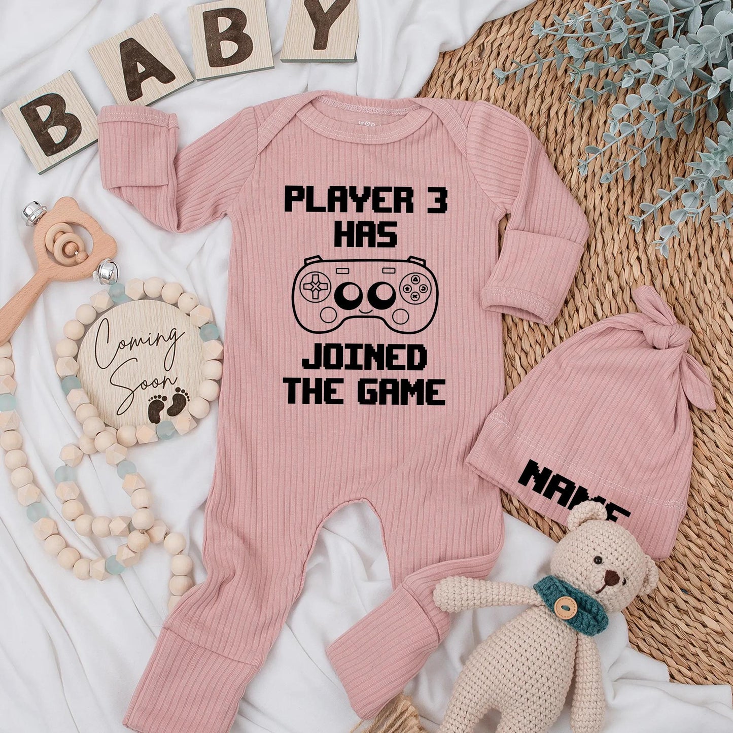 Player 3 Joined the Game Newborn Bodysuit - Funny Gamer Baby Outfit, Nerdy Coming Soon Clothes, Unique Baby Shower Gift, Soft Cotton 130 chars