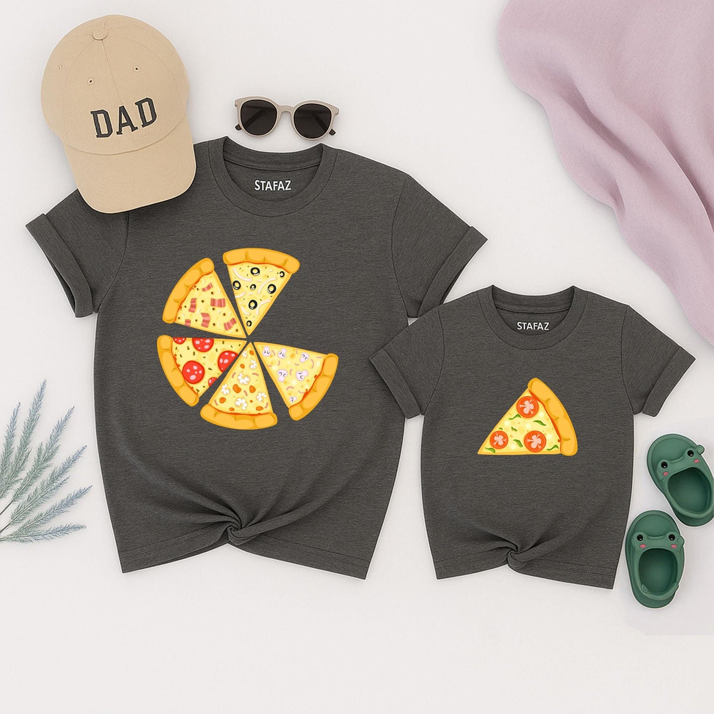 Funny Dad & Baby Pizza Matching Shirt 1st Father's Day Gift for New Dad Daddy and Me Italian Papa Outfit