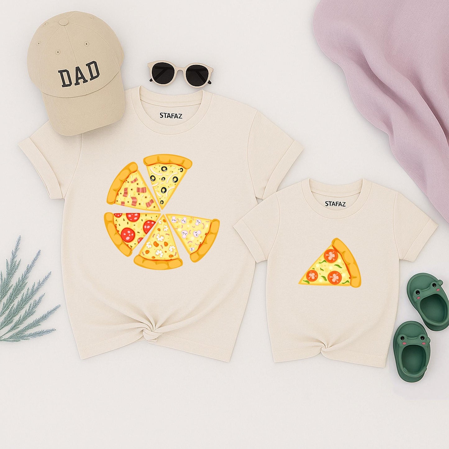 Funny Dad & Baby Pizza Matching Shirt 1st Father's Day Gift for New Dad Daddy and Me Italian Papa Outfit