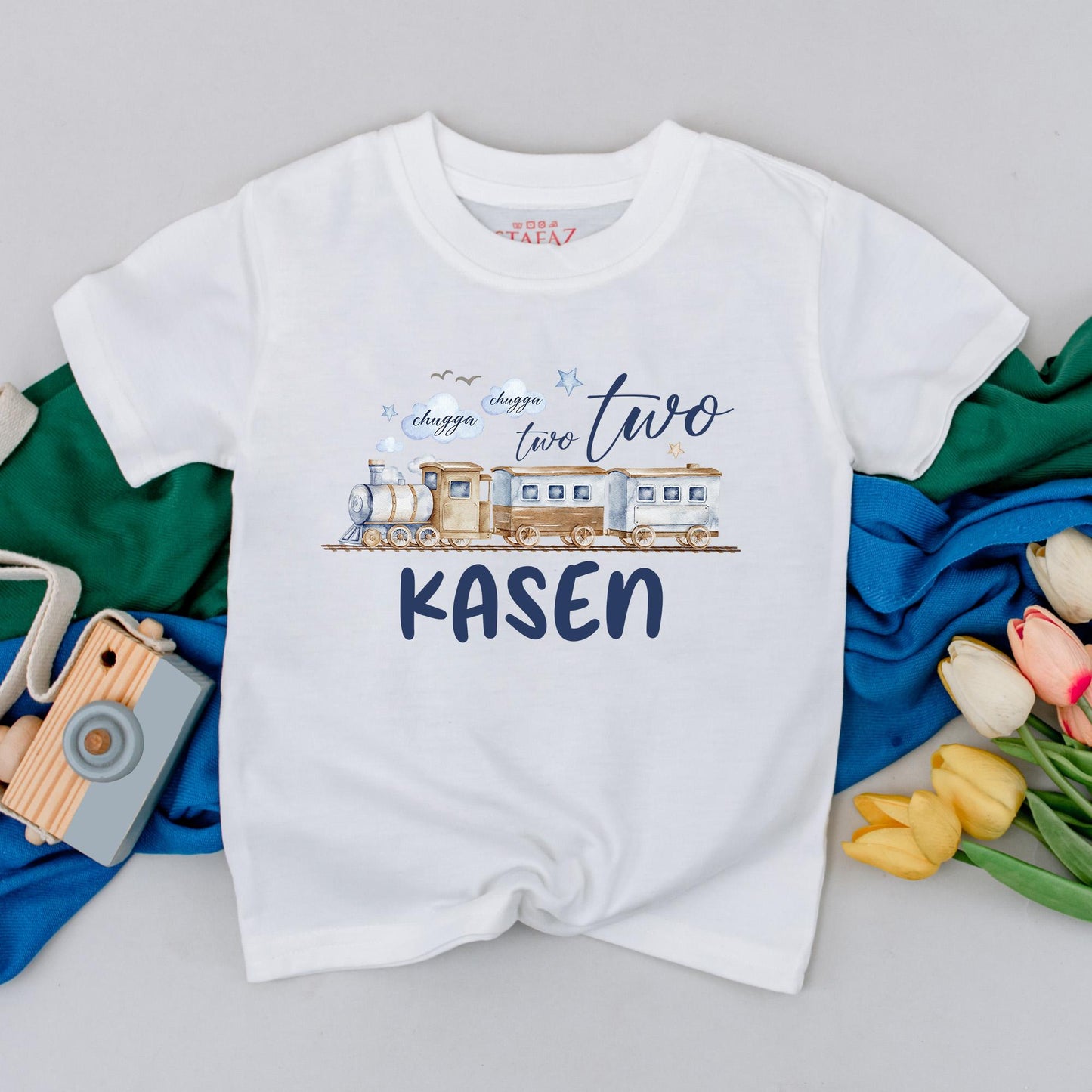 Chugga Two Two Birthday Boy Shirt Personalized Train Theme 2nd Birthday Toddler Tee Unique Second Birthday Gift
