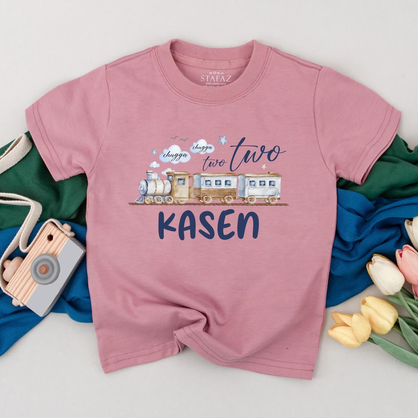 Chugga Two Two Birthday Boy Shirt Personalized Train Theme 2nd Birthday Toddler Tee Unique Second Birthday Gift