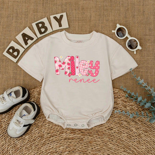 Custom Name Strawberry Romper for Baby Girl Personalized Berry First Birthday Outfit Cute Summer Toddler Girl Gift Cotton Comfortable Seasonal Outfit