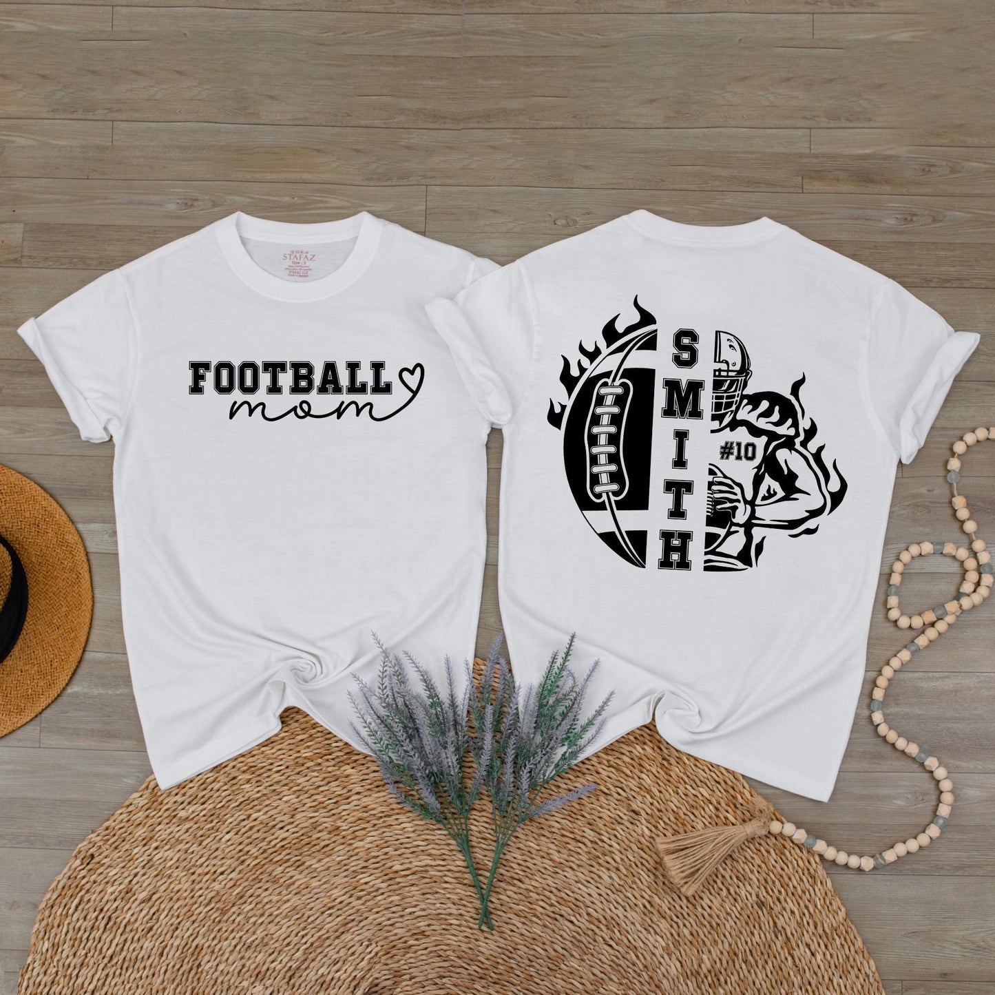 Custom Football Mom Shirt with Kids Names and Numbers Football Game Day Season Tee