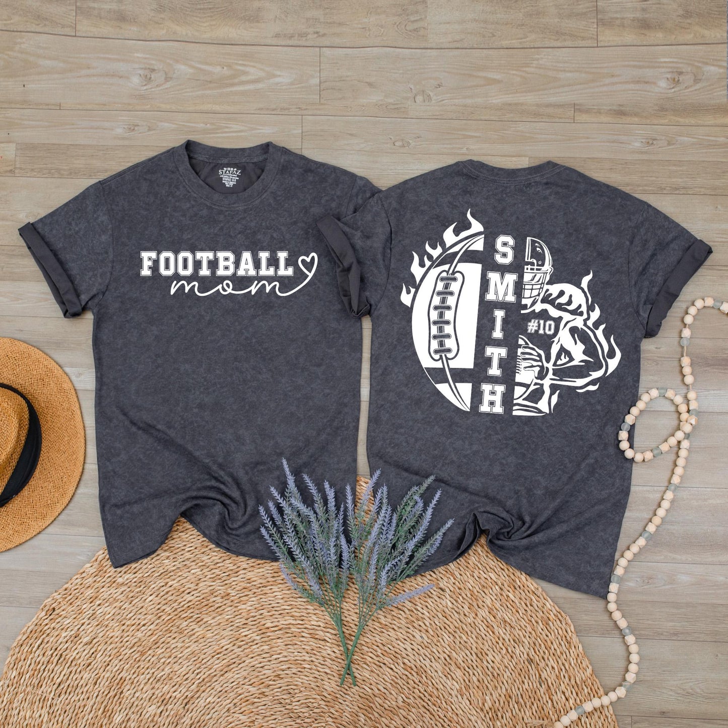 Custom Football Mom Shirt with Kids Names and Numbers Football Game Day Season Tee
