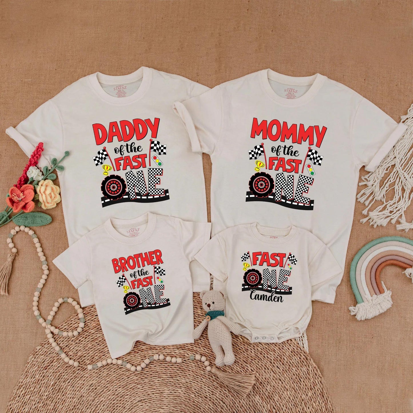 Fast One Birthday Matching Family Shirts Race Car Party Outfit Mommy and Me 1st Birthday Gift