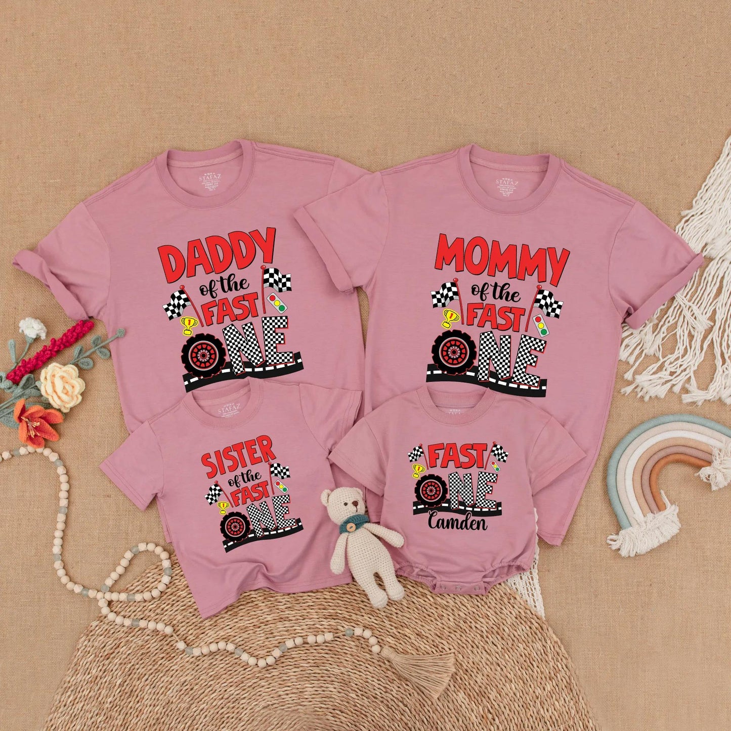 Fast One Birthday Matching Family Shirts Race Car Party Outfit Mommy and Me 1st Birthday Gift
