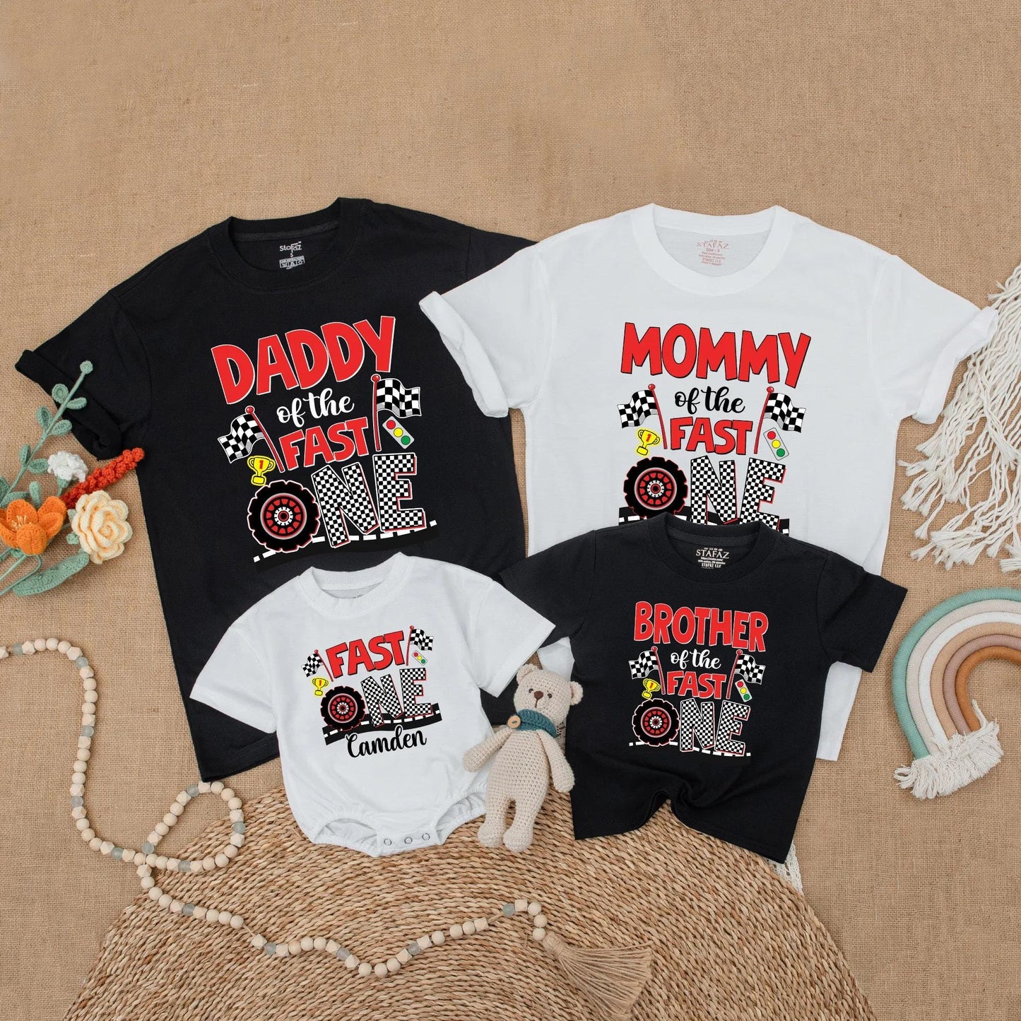 Fast One Birthday Matching Family Shirts Race Car Party Outfit Mommy and Me 1st Birthday Gift
