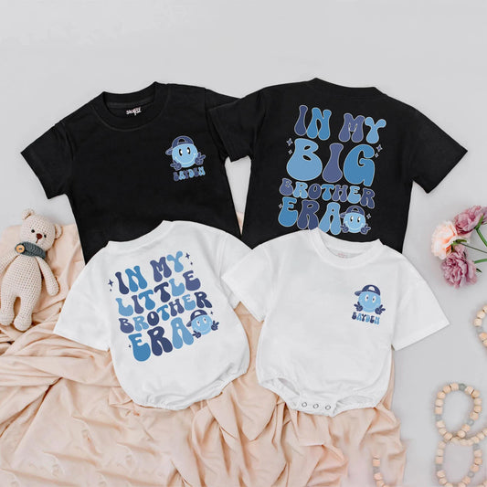 Brother Era Matching Outfits Retro Custom Name Big Brother Little Brother Sibling Trend Baby Clothes Toddler Brother Tee Baby Gift Idea