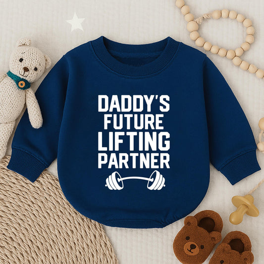 Daddy's Future Lifting Partner Baby Romper Gym Outfit Father's Day Gift Baby Boy Clothes Funny Workout Bodysuit Newborn Boy