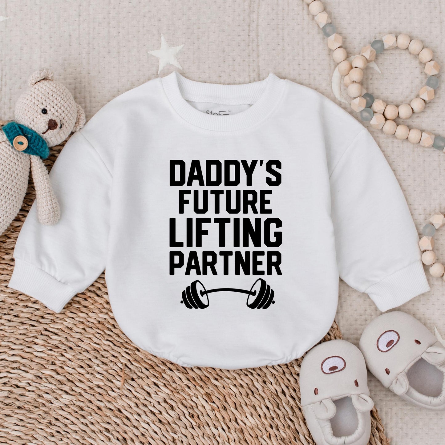 Daddy’s Future Lifting Partner Baby Romper, Funny Gym Baby Outfit, Baby Workout Romper, Father’s Day Baby Gift, Baby Boy Gym Clothes
