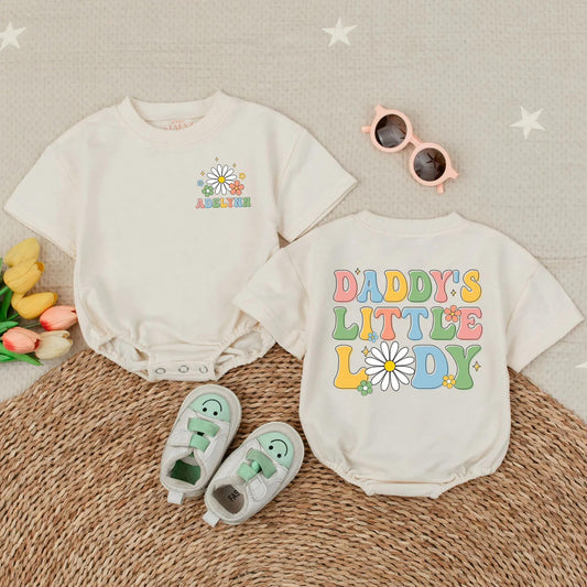 Daddy's Little Lady Bubble Romper Adorable Baby Girl Outfit Cute Toddler Clothes Perfect Father's Day Summer Gift