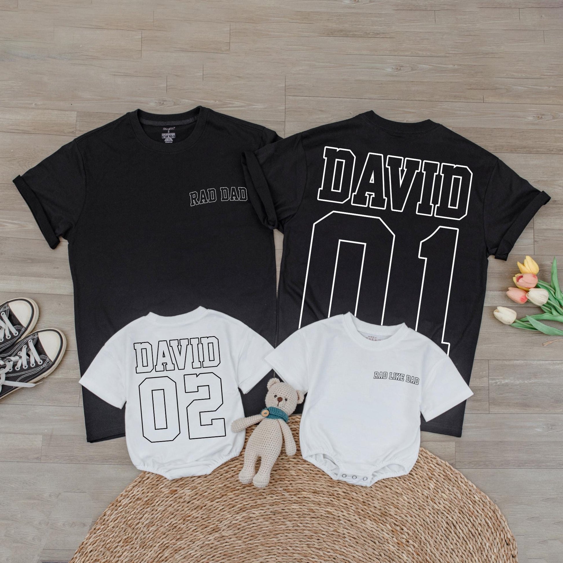 Custom Dad and Rad Family T-shirts - Any Name & Number, Personalized Father's Day Gift for Dad & Son, Comfortable Shirts