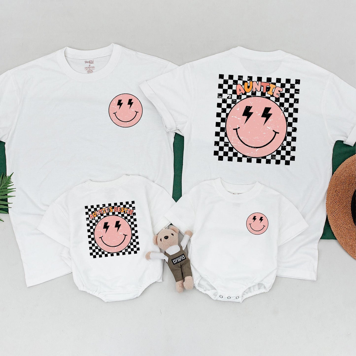 Personalized Auntie's Bestie Outfit - Auntie Matching Shirt & Baby Romper Gift Set, Custom Niece Newborn Clothes, Cool Auntie Gift