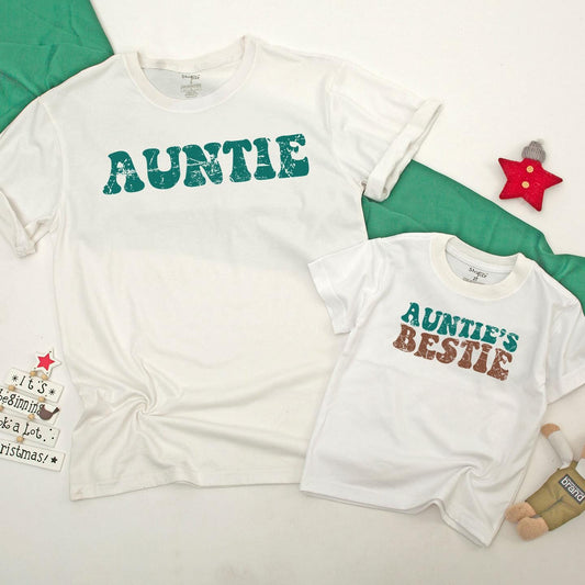 Custom Auntie and Auntie's Bestie Matching Baby Romper Adorable Sister Niece Gift Family Outfit Baby Shower Present Newborn Cute