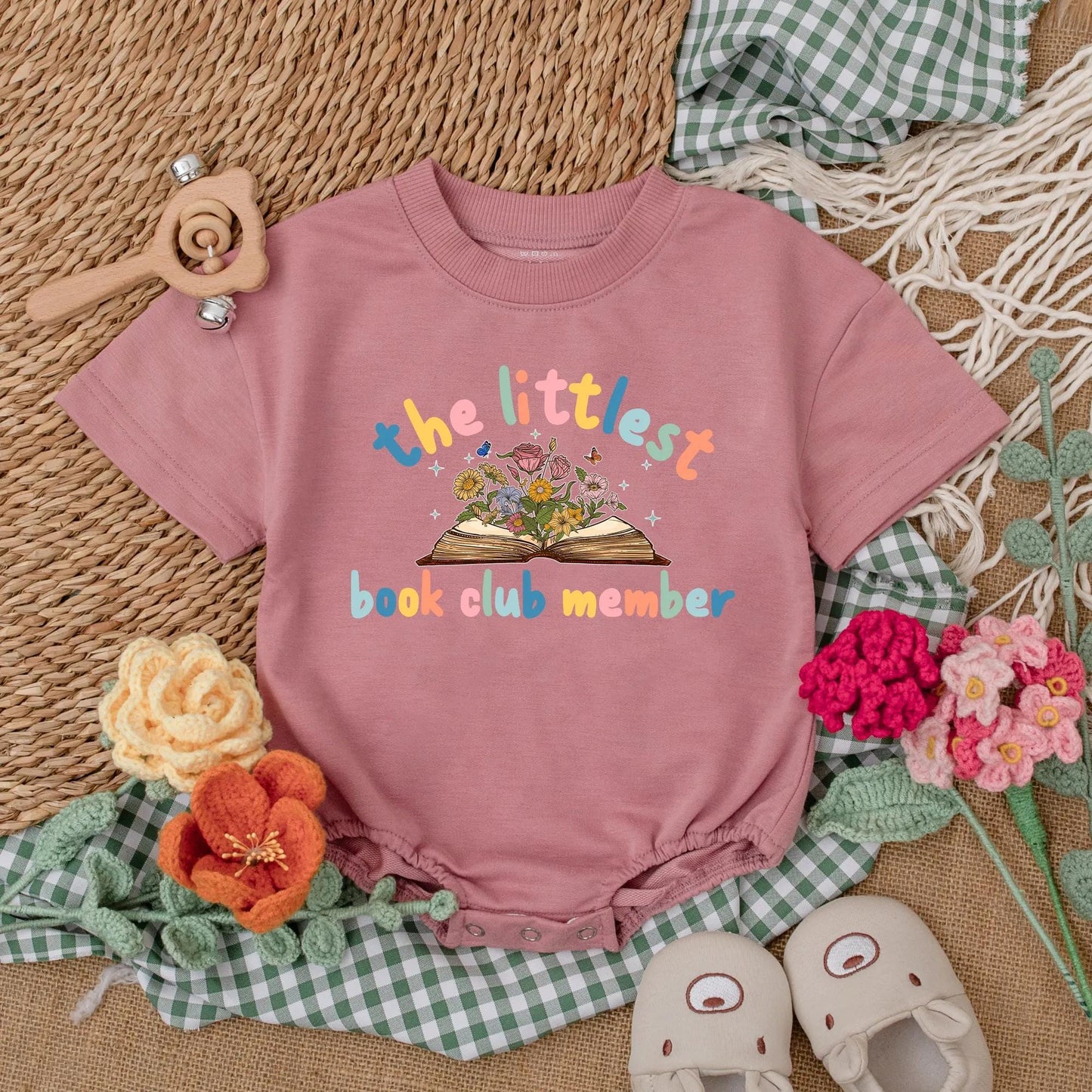 Littlest Book Club Member Baby Romper Wildflower Reading Outfit Future Bookworm Girl Bodysuit Librarian Gift Newborn Bubble