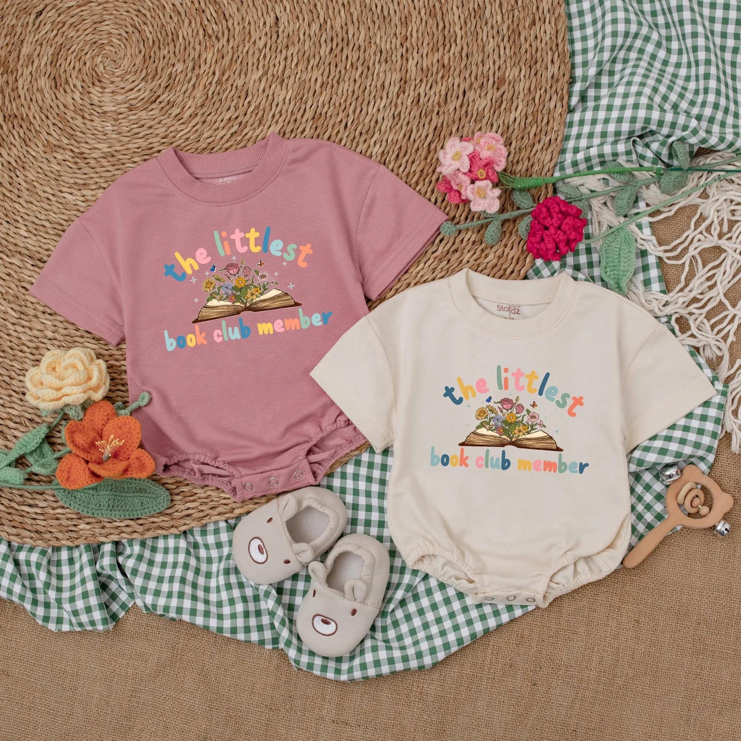 Littlest Book Club Member Baby Romper Wildflower Reading Outfit Future Bookworm Girl Bodysuit Librarian Gift Newborn Bubble