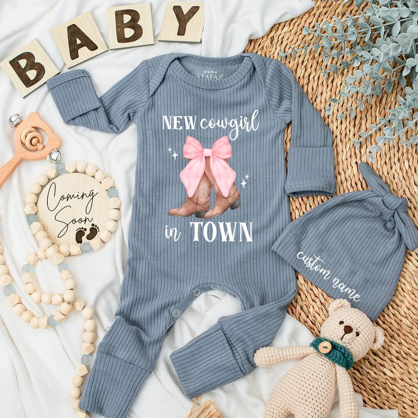 Personalized Cowgirl Baby Girl Bodysuit | Western Coming Home Outfit | Custom Cowboy Boots Baby Shower Gift