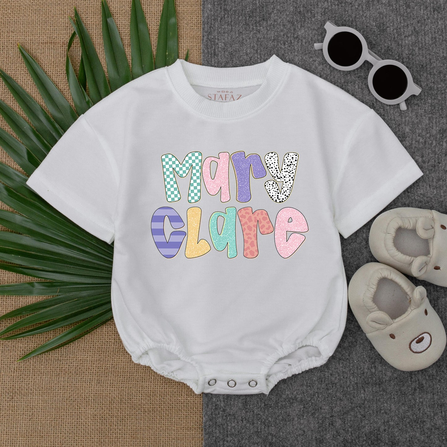 Custom Floral Bubble Romper Baby Girl Outfit Personalized Flower T Shirt Bodysuit Cute Summer Gift
