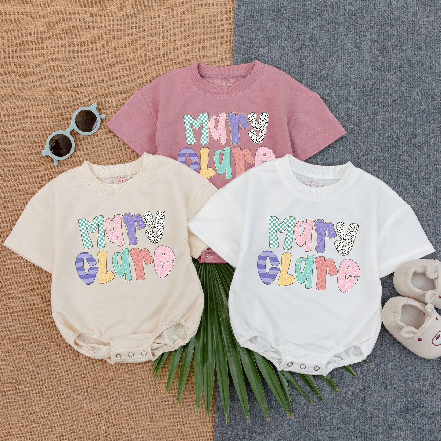 Custom Floral Bubble Romper Baby Girl Outfit Personalized Flower T Shirt Bodysuit Cute Summer Gift