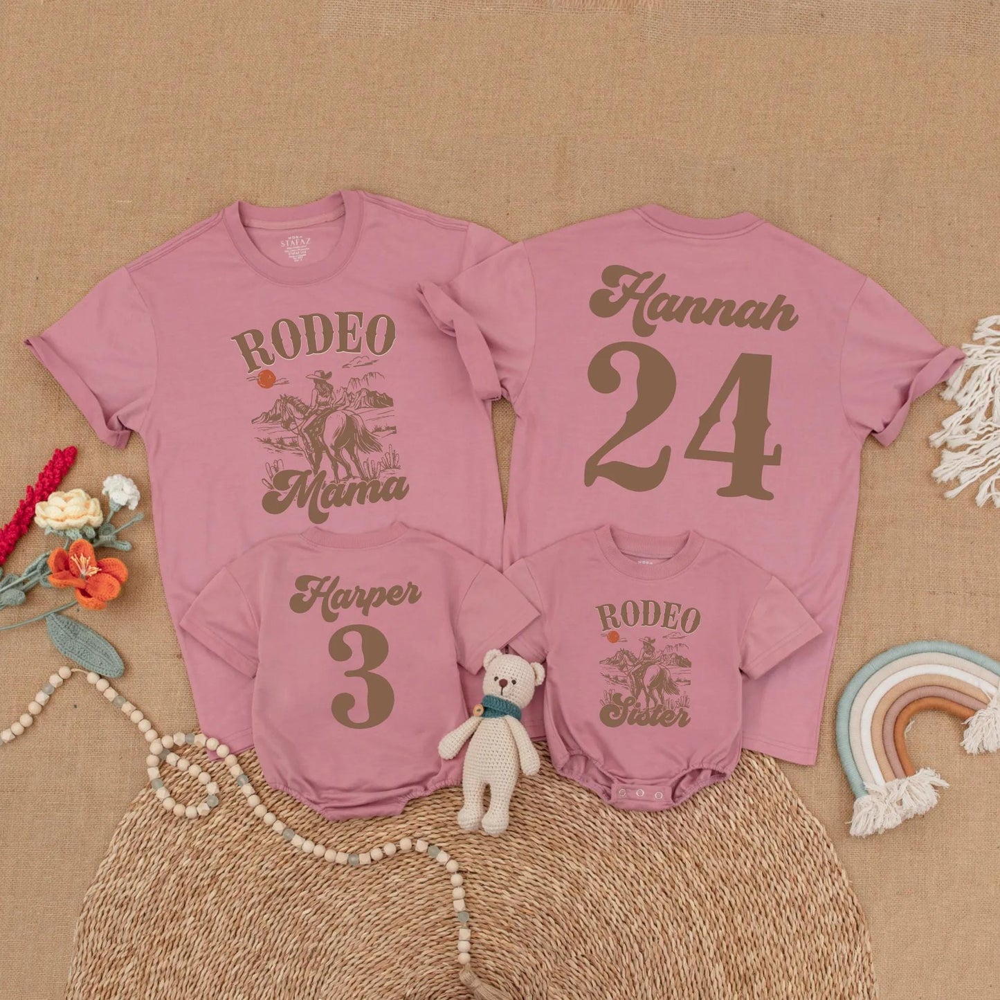 My First Rodeo Birthday Matching Family Shirts Western Theme Cowboy Cowgirl Outfit 1st Birthday Party Mom & Me
