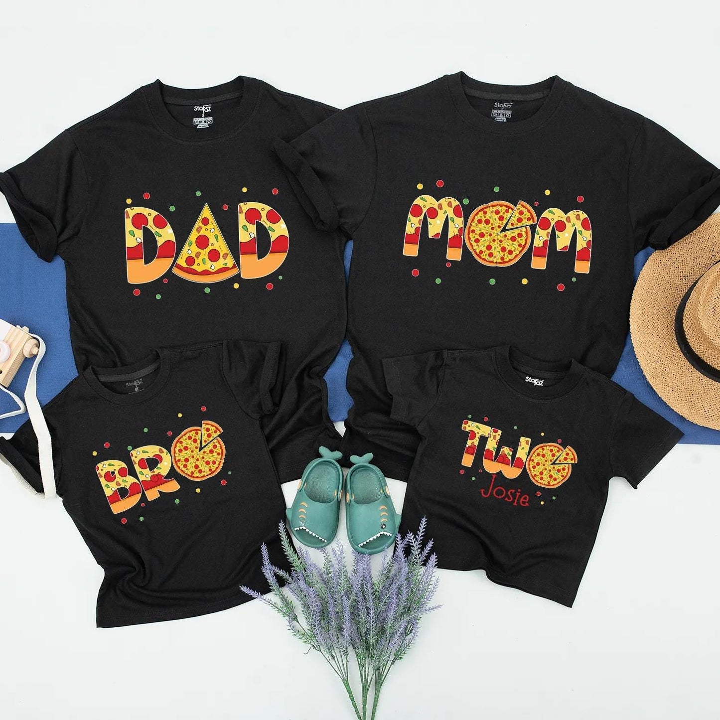 Pizza Party Family Matching Birthday Shirts for Mom Dad Kids Baby First Second Birthday Custom Outfits Celebration