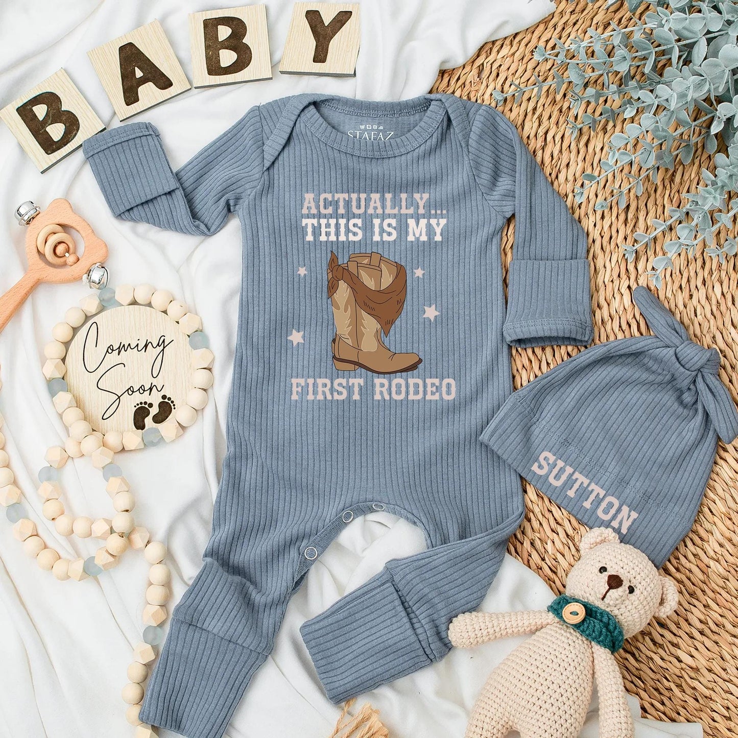 My First Rodeo Baby Bodysuit Cute Cowboy Boot Outfit Funny Western Newborn Clothes 1st Rodeo Shower Gift Rustic Brown Star Design Soft Cotton Romper 139