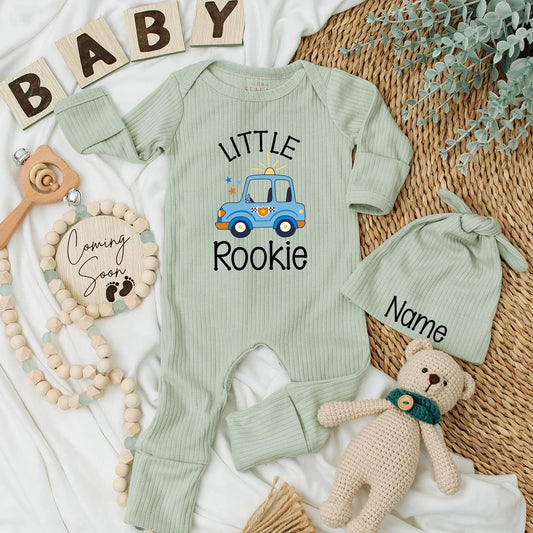 Little Rookie Baby Bodysuit, Custom Police Car Outfit for Newborns, Cute Police Baby Clothes Gift, Personalized Rookie Design