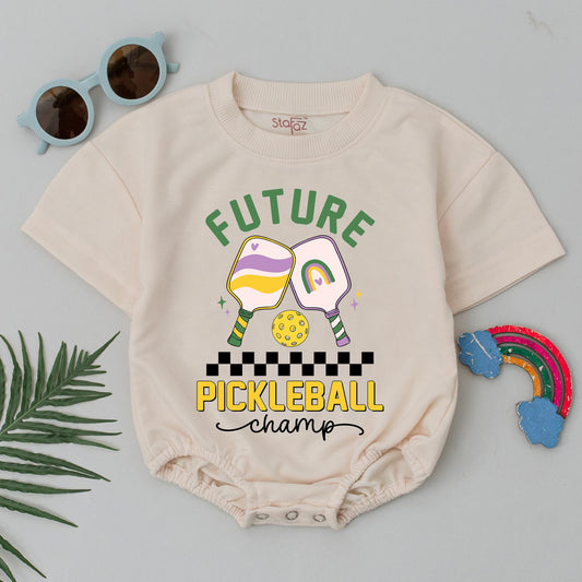 Future Pickleball Champ Baby Romper – Playful Pickleball Design Infant Bodysuit for Baby Boy or Girl Gift Cute Sports Outfit