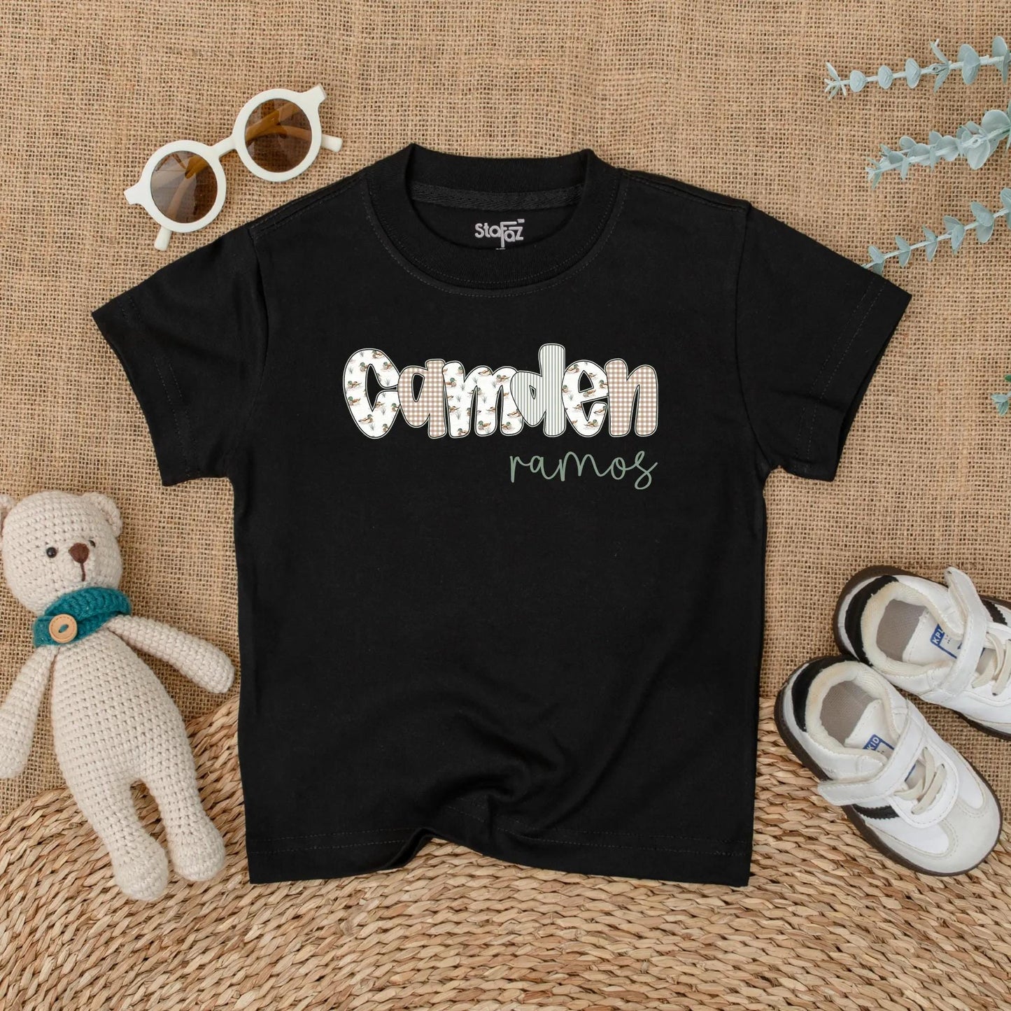 Custom Name Mallard Duck Baby Romper | Personalized Duck Hunting Baby Boy Outfit, Nature Gift, Rustic Baby Shower