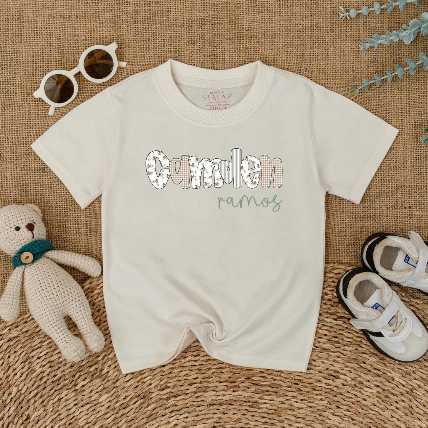 Custom Name Mallard Duck Baby Romper | Personalized Duck Hunting Baby Boy Outfit, Nature Gift, Rustic Baby Shower