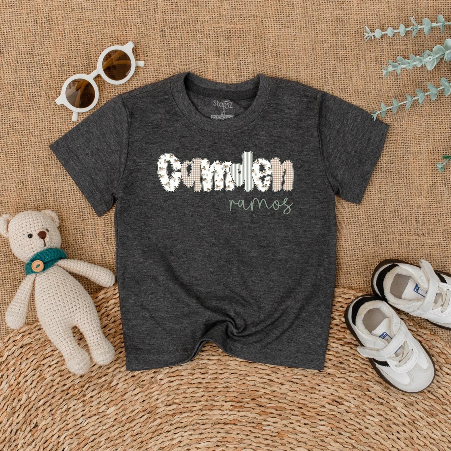 Custom Name Mallard Duck Baby Romper | Personalized Duck Hunting Baby Boy Outfit, Nature Gift, Rustic Baby Shower