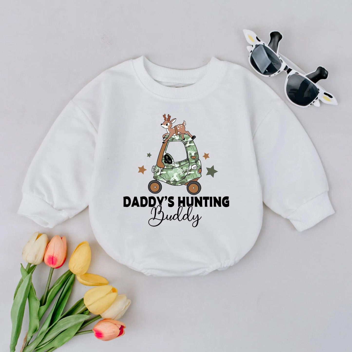 Daddy's Hunting Buddy Baby Romper Father's Day Outfit Cute Baby Boy Summer Clothes Soft Cotton Infant Newborn Gift Idea