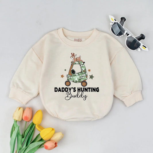 Daddy's Hunting Buddy Baby Romper Father's Day Outfit Cute Baby Boy Summer Clothes Soft Cotton Infant Newborn Gift Idea