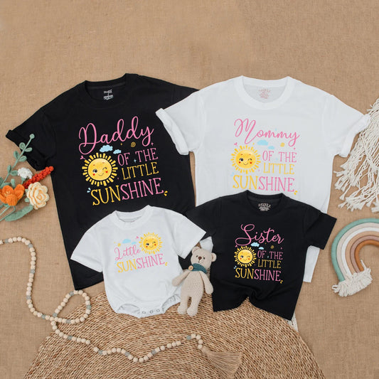 First Birthday Little Sunshine Family Matching Shirts Baby Girl Trip Around The Sun Party Outfit Toddler Girl Boho Sun Birthday Gift