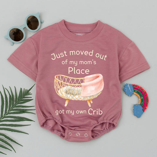 Just Moved Out Baby Romper Funny Newborn Outfit Cute Infant Bodysuit for Boys or Girls Baby Shower Gift Crib Clothes First Apartment Milestone 139