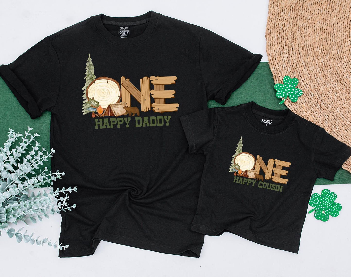 Matching Family Camping Shirts: One Happy Camper 1st Birthday Outfit, Mommy and Me, Camp Baby Romper, Boy & Girl Gifts (139 chars)