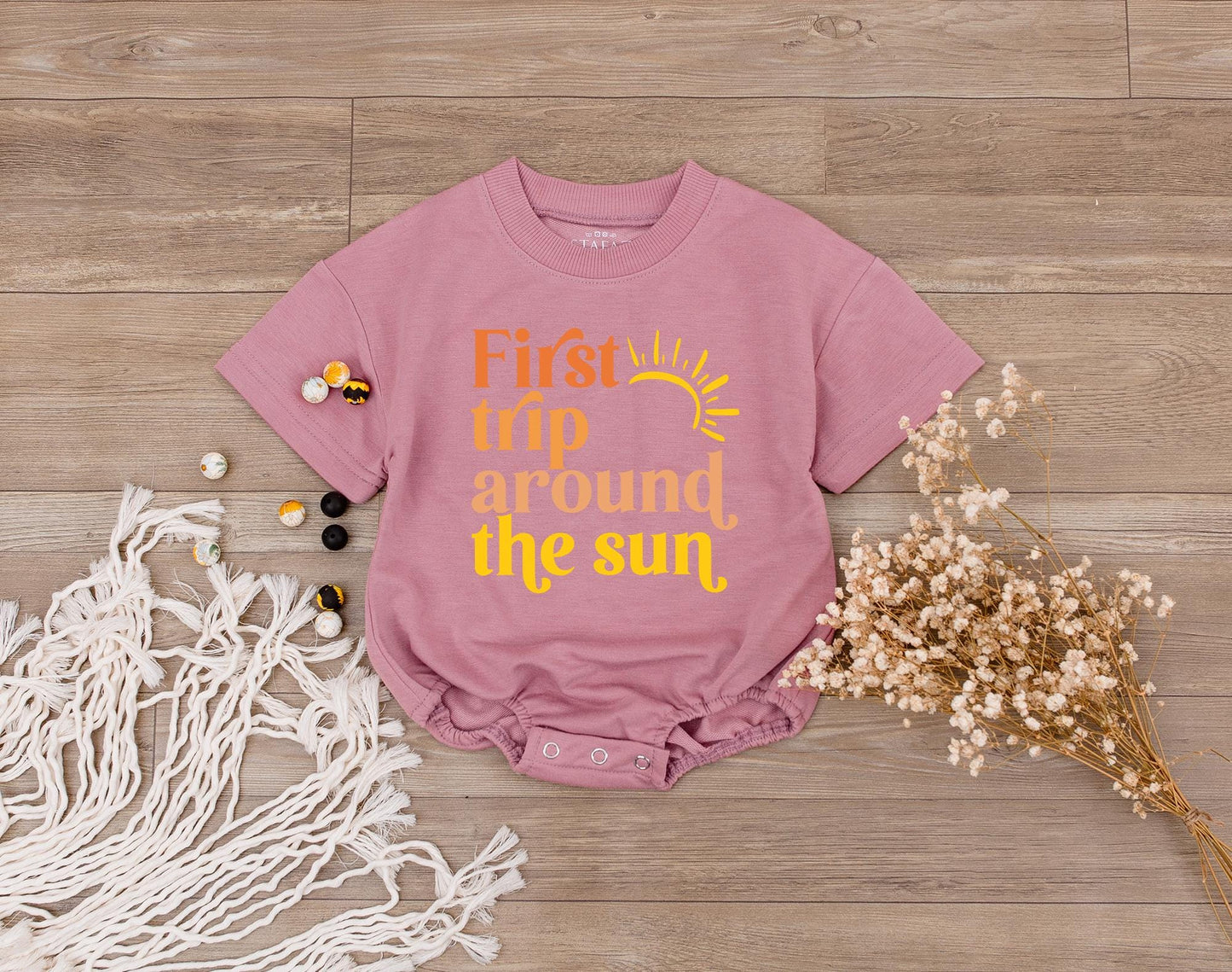 Matching First Trip Around The Sun Birthday Shirt for Family, Sunshine Baby Girl Toddler 1st Birthday Outfit, Boho Sun Summer Vacation Tee