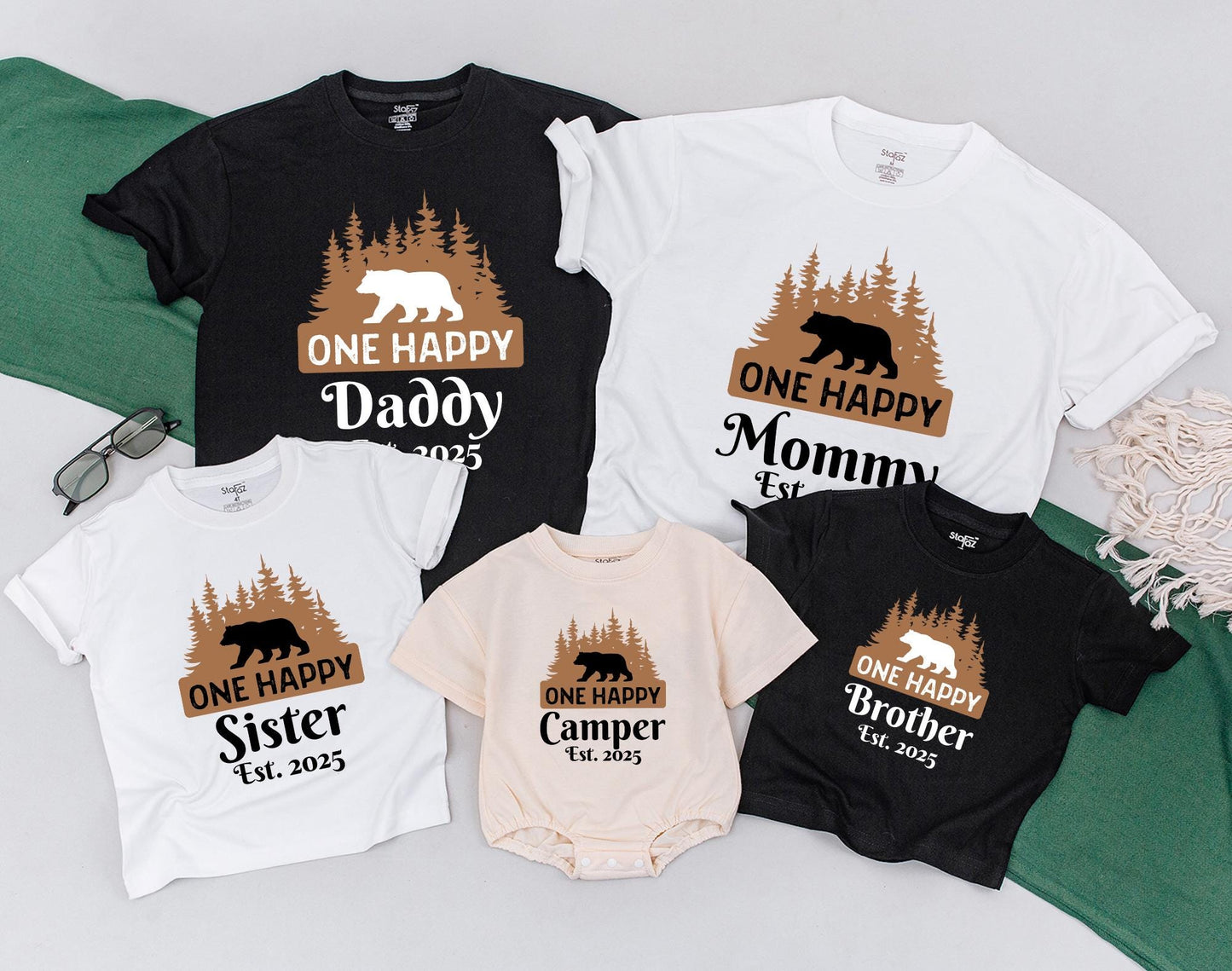 One Happy Camper First Birthday Matching Family Shirts for Baby Boy 1st Bday Outfit and Mommy & Me Tees Comfortable Cotton Celebration