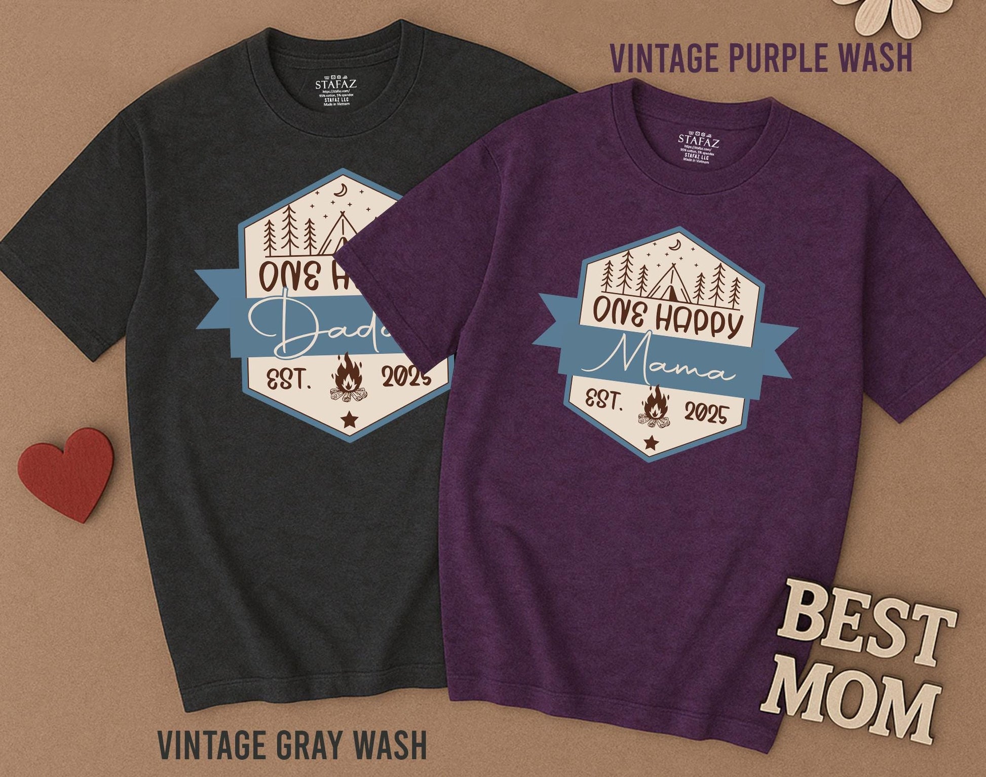 One Happy Camper Family Matching Shirts First Birthday Outfit for Mom Dad Baby Boy Girl Camping Theme Party Celebration Comfortable Cotton