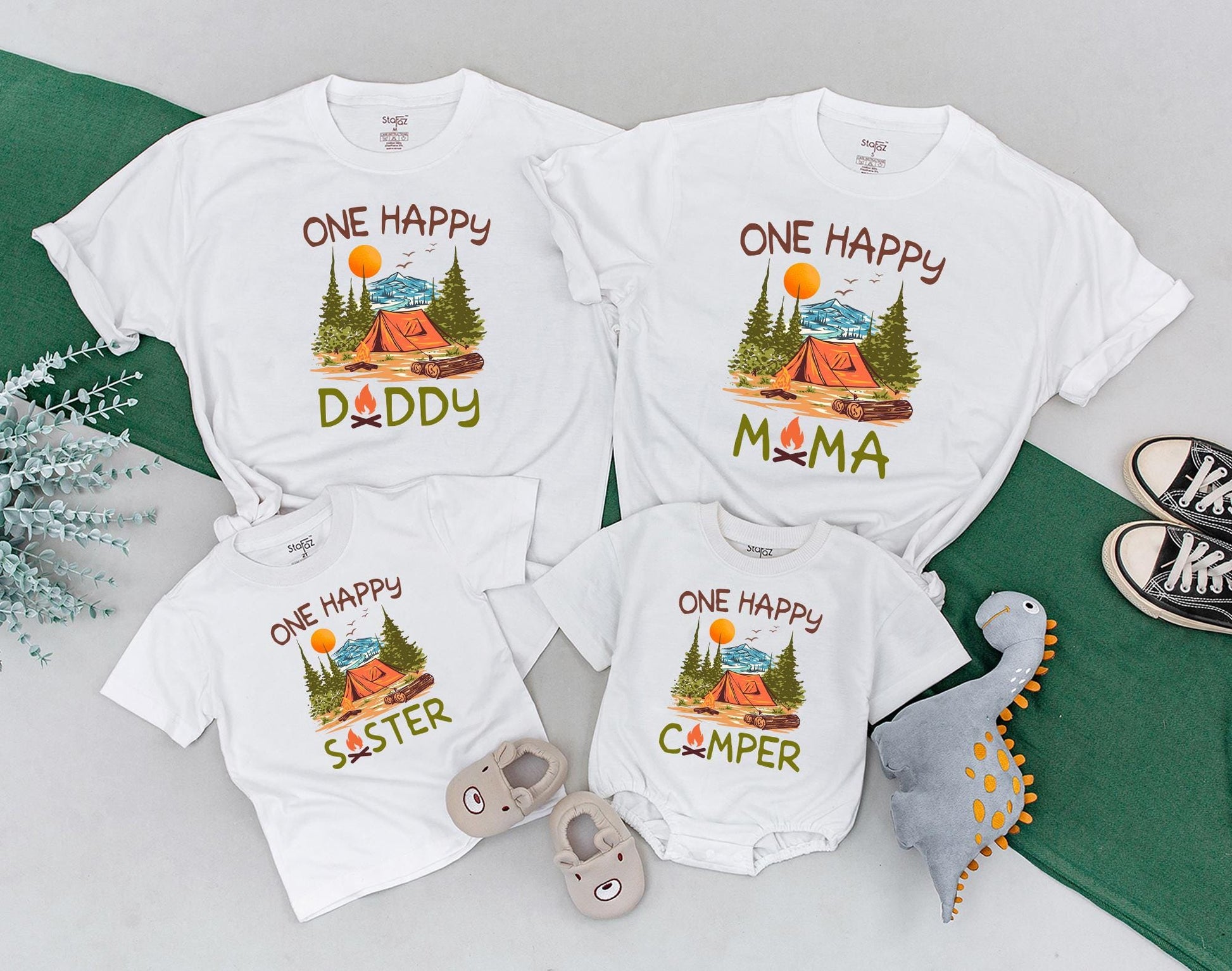 One Happy Camper First Birthday Matching Family Shirts for Boys Camping Party Outfits Fun Celebration Tees for Mom Dad Baby