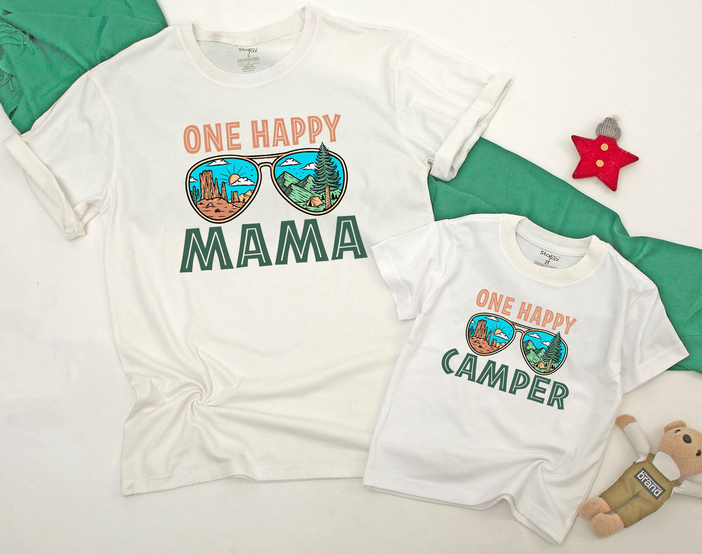 One Happy Camper First Birthday Shirts Family Matching Outfit Set Camping Crew Celebration Clothes for Mom Dad Boy Girl One Year Old Vacation Trip