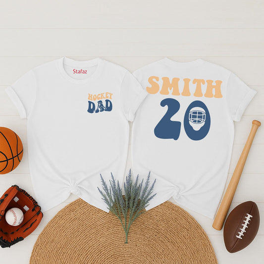 Custom Hockey Dad T-Shirt Your Name and Number Game Day Hockey Gift for Him