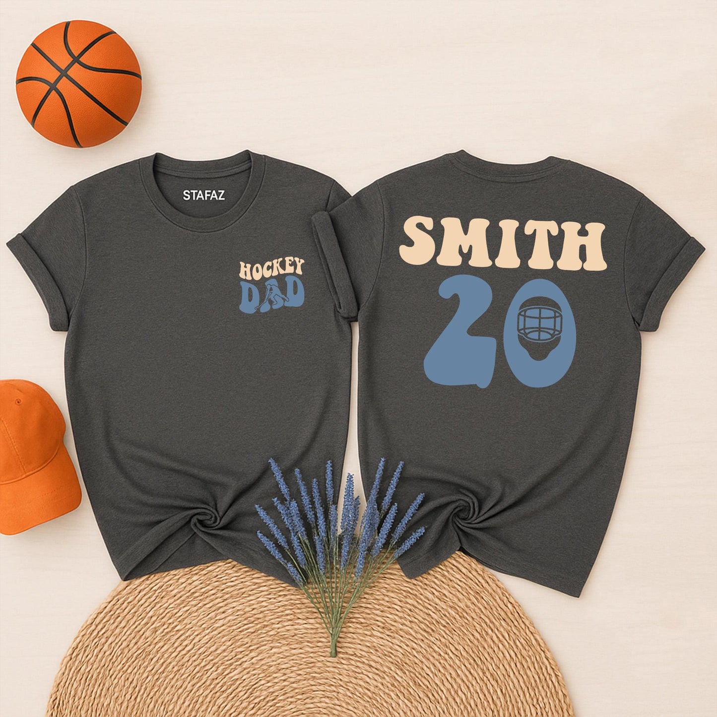 Custom Hockey Dad T-Shirt Your Name and Number Game Day Hockey Gift for Him