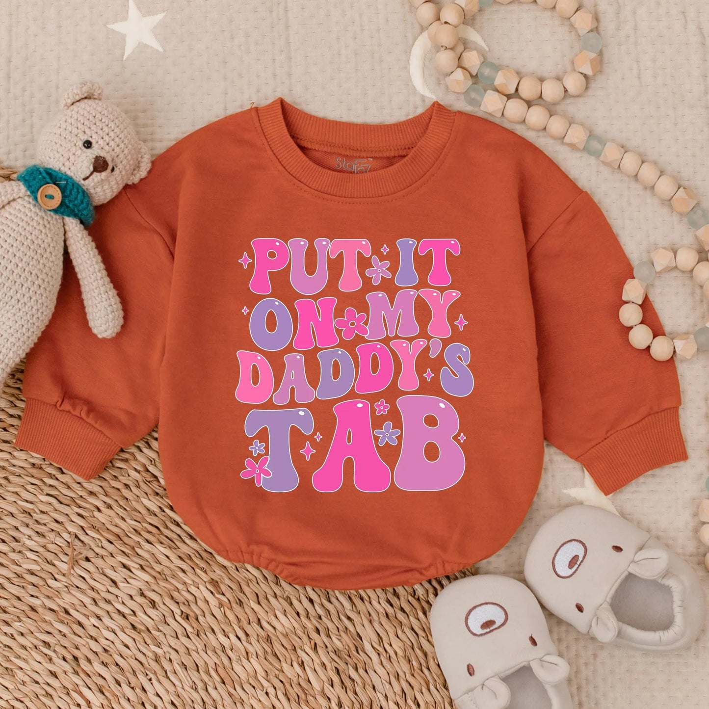 Daddy's Tab Baby Romper, Funny Father's Day Gift for New Dad, Newborn Outfit, Baby Girl Toddler Gift, Comfy Cotton