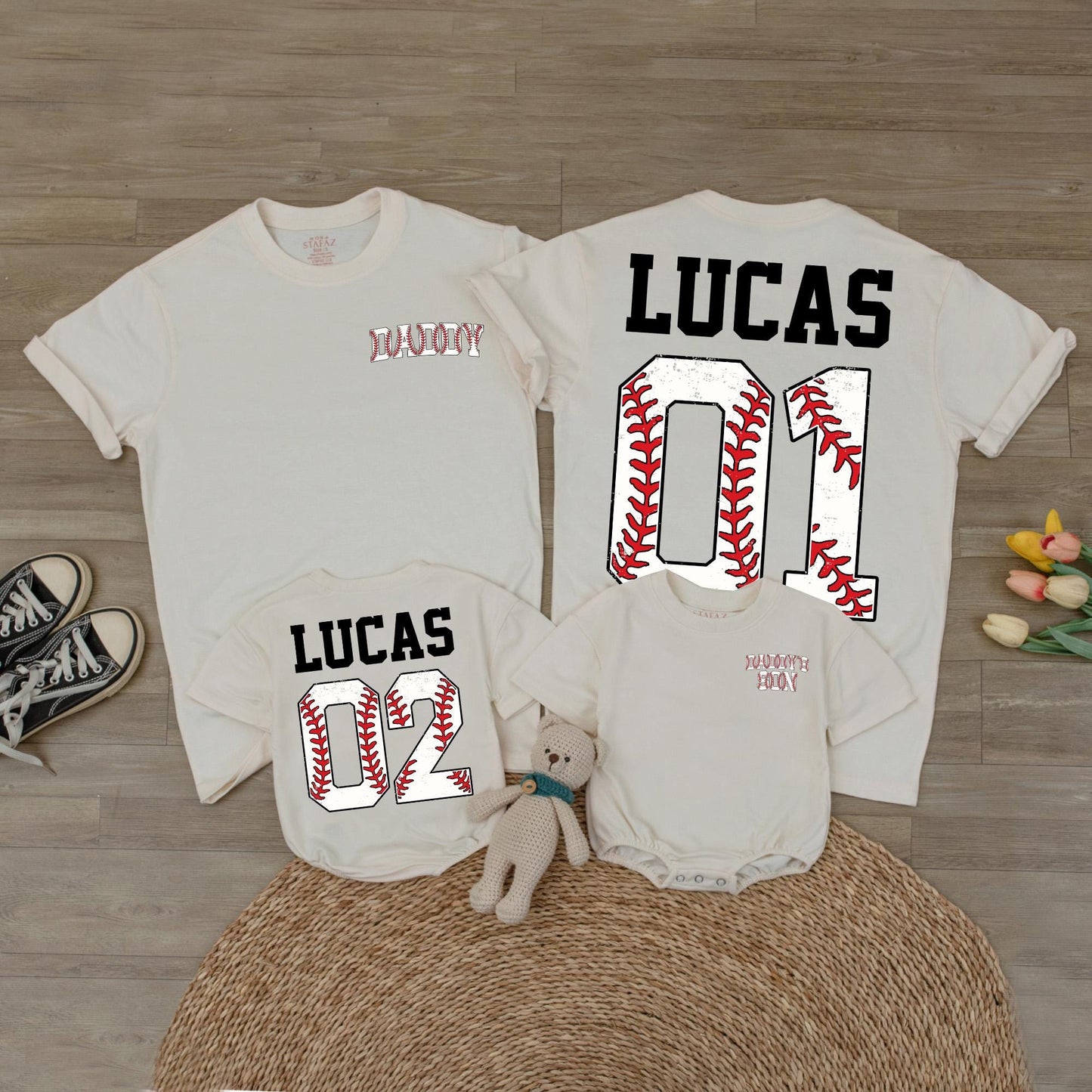 Personalized Dad and Kids Matching Last Name Shirt Custom Family Baseball Dad Tee Father Son Daughter Gift
