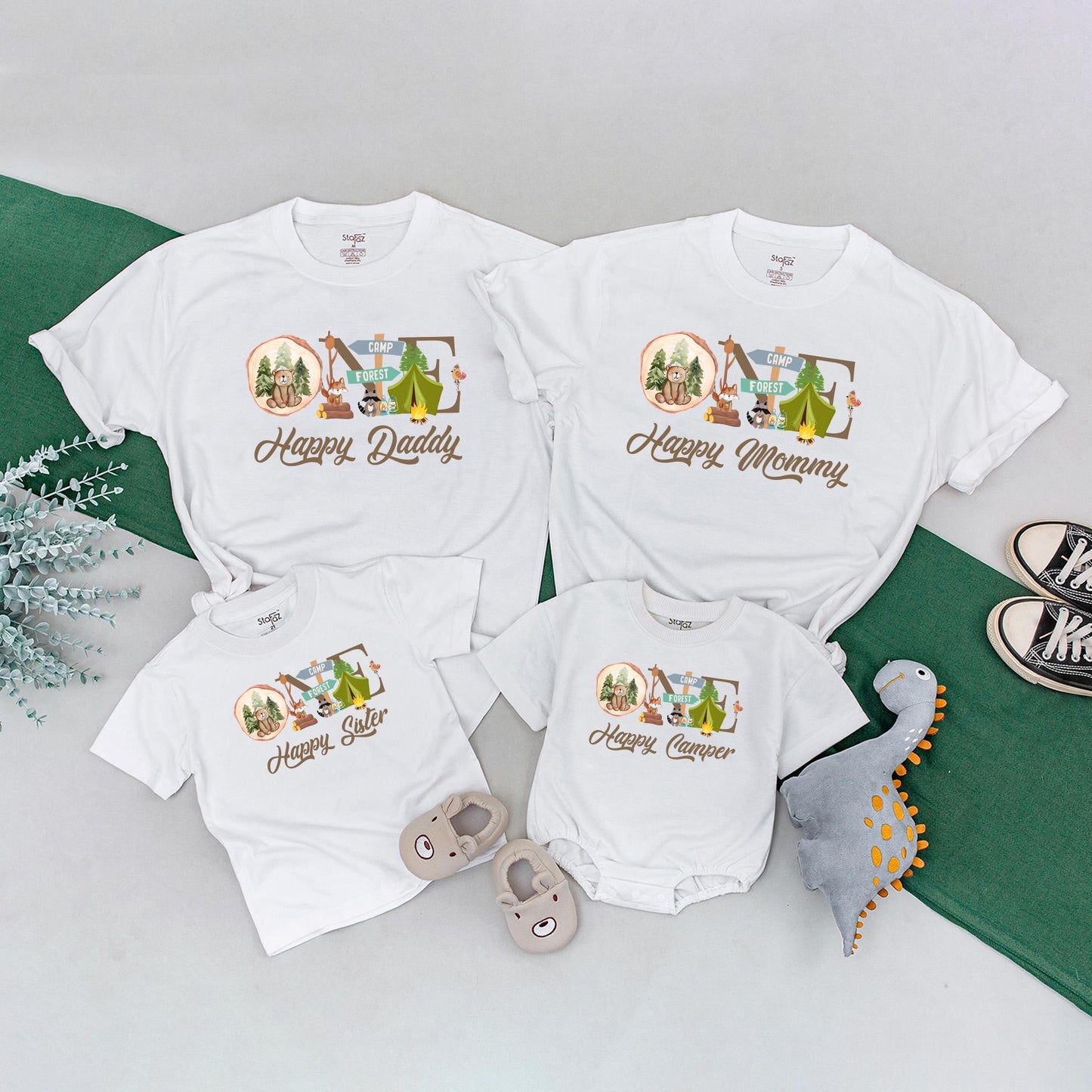 One Happy Camper First Birthday Shirt Toddler Camping Outfit Matching Family Tees Mommy and Me